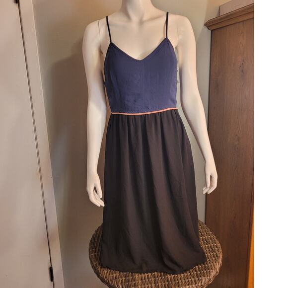 Pixley Sleeveless Maxi Dress Navy, Black & Pink Sz Medium Balletcore Modest - Picture 1 of 10